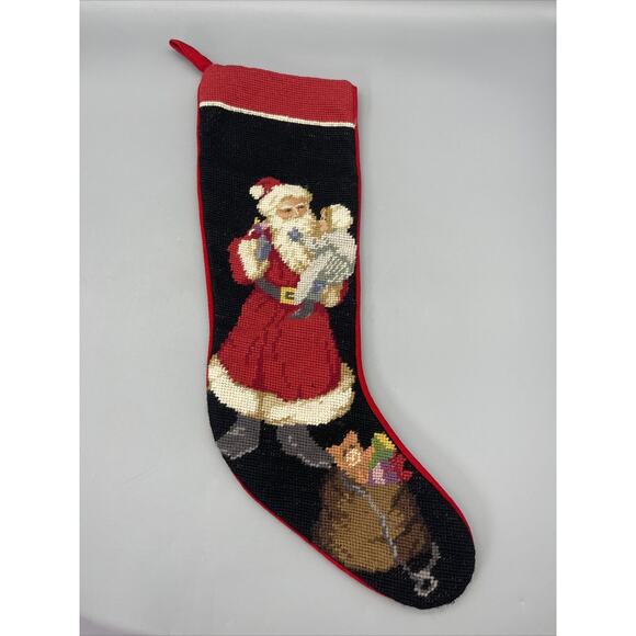 Imperial Elegance Wool Needlepoint Christmas Stocking Old World Santa w/Baby 20" - Picture 1 of 9